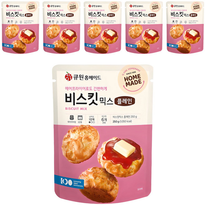 큐원 홈메이드 비스킷믹스 플레인, 250g, 6개
