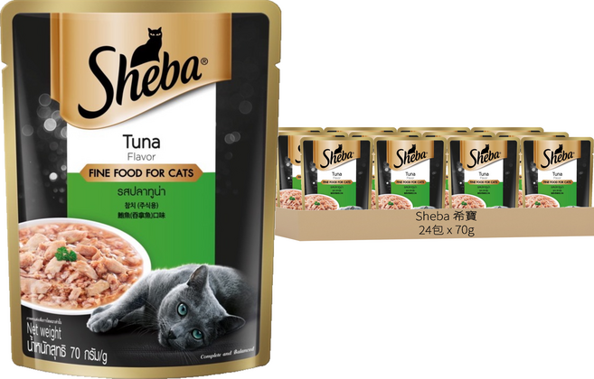Sheba 希寶 鮮饌包 貓主食餐包, 鮪魚, 70g, 24包