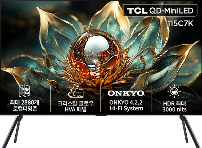 10위 - TCL 4K QD Mini LED Google TV, 291cm(115인치), 115C7K, 거치대형, 방문