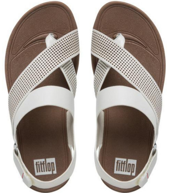 fitflop 白色皮革織帶夾腳涼鞋 FFSO9E702WT
