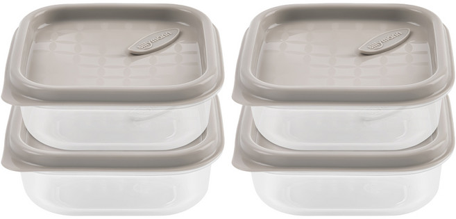 실리만 국내생산 하모니 냉동용기 정사각 240ml 코코아그레이 2개, 4개