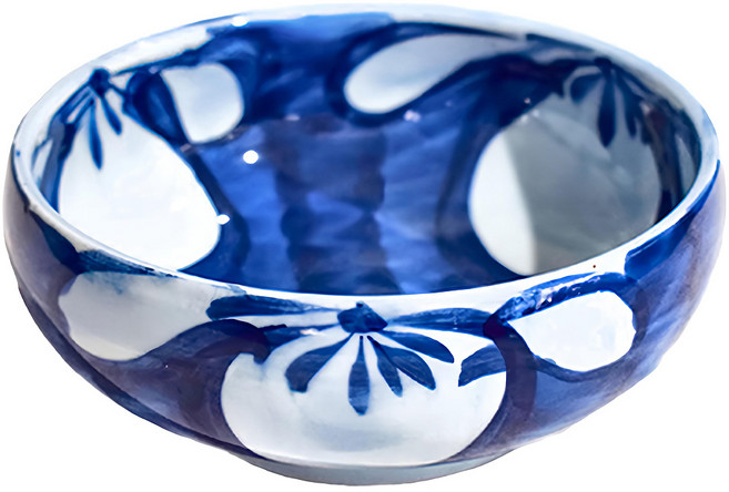 藍繪柿子7缽 - 日本製 陶瓷缽 (手繪柿花), 藍繪柿子, 1個