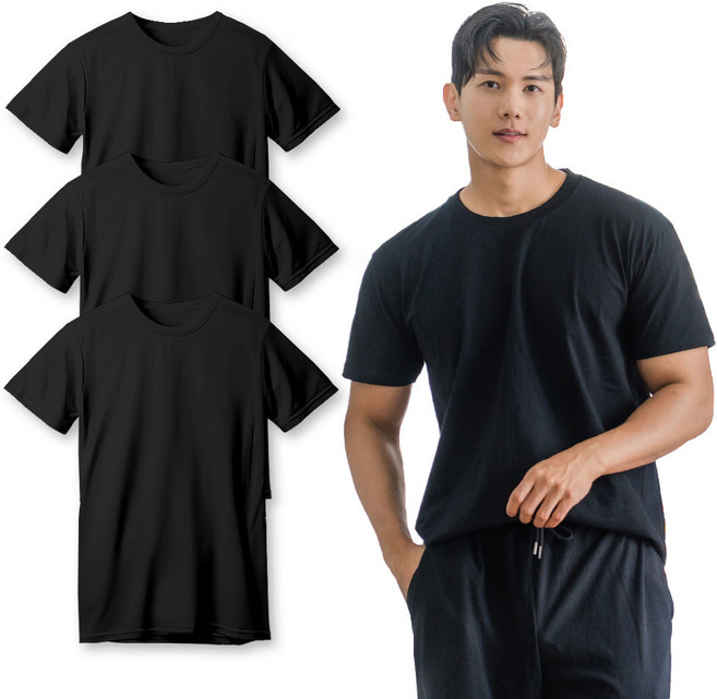 히포 통기성 30수 순면 라운드 반팔 티셔츠 3p