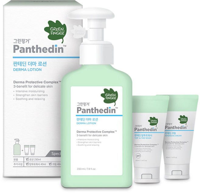 그린핑거 판테딘 로션 230ml + 크림 40ml + 탑투토워시 40ml 세트, 1세트