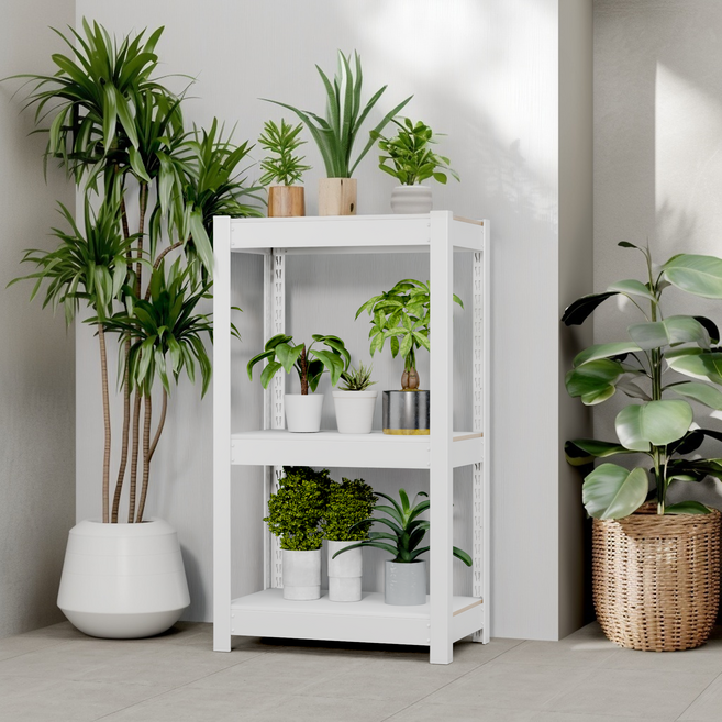 홈던트하우스 국내 제조 화분 조립식 철제 선반 500 x 300 x 900 mm, 백색, 3단