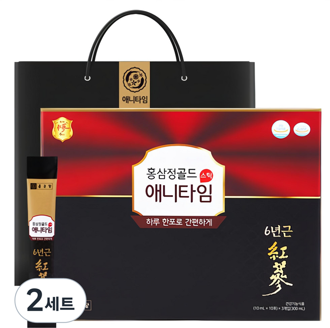 종근당 홍삼정 애니타임 골드 + 쇼핑백, 30회분, 2세트