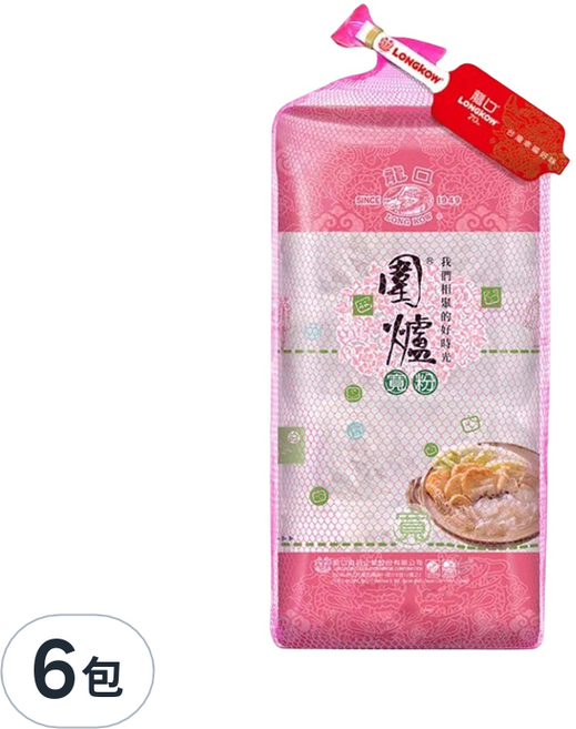 龍口 圍爐寬粉十把, 350g, 6包