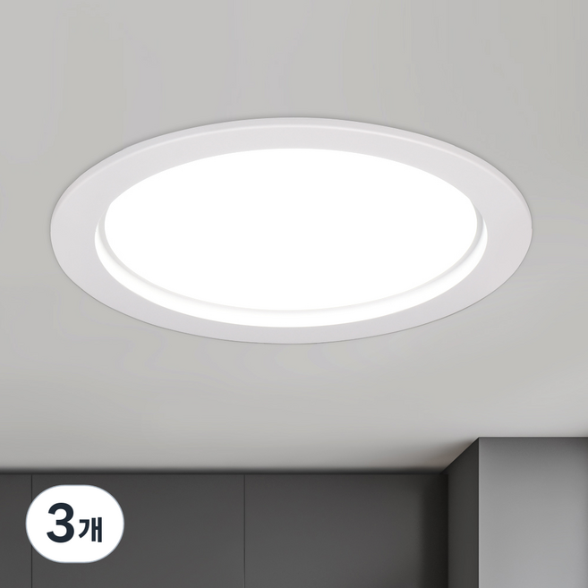 WONHA 固定式燈具 崁燈 筒燈 晝光色 無頻閃 150g, 3個, LED15W