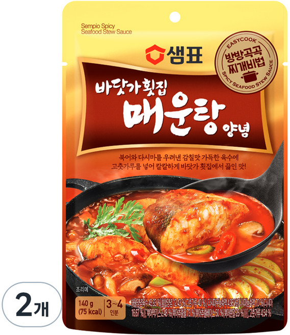 샘표 바닷가횟집 매운탕 찌개양념, 140g, 2개