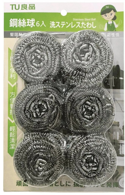 TU 良品 鋼絲球 單一顏色, 6個, 1組