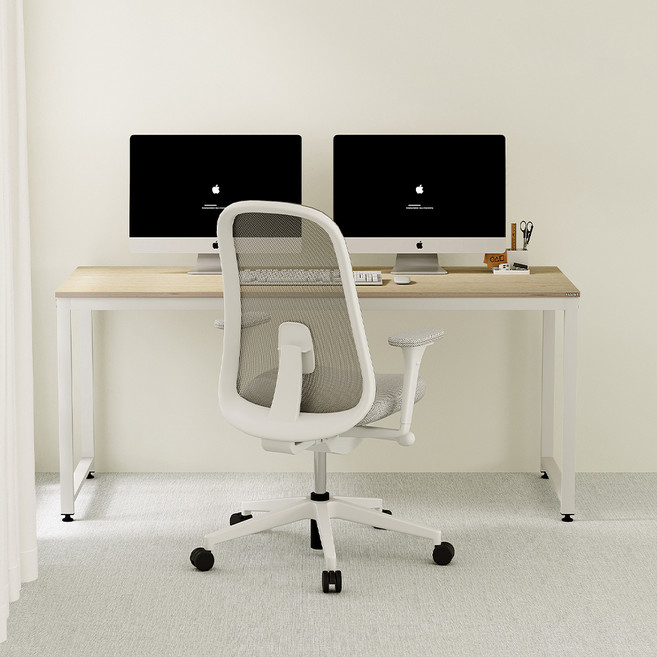 소프시스 알파 스퀘어 테이블 1660, 화이트 프레임 + 오크 상판