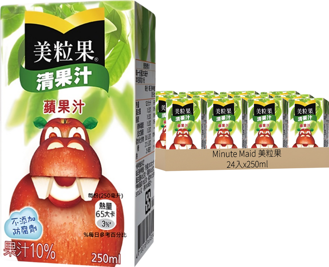 Minute Maid 美粒果 清果汁蘋果汁, 250ml, 24入