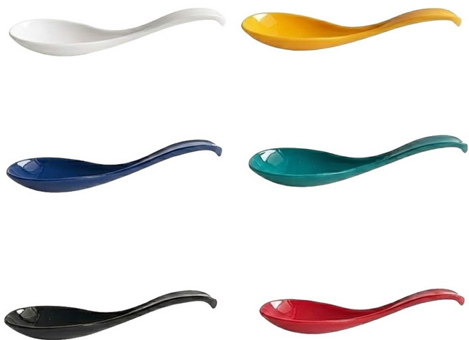 JIAROGA 嘉洛展 波紋功夫勺, 白色 + 紅色 + 青色 + 藍色 + 黑色 + 黃色, 1組