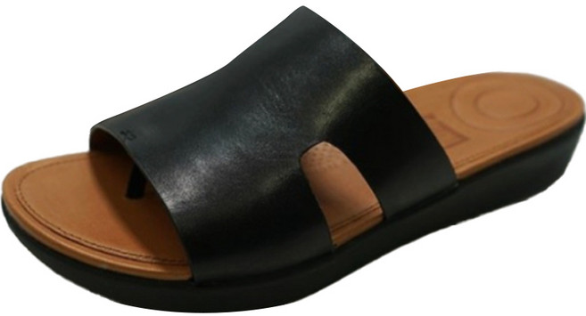 FitFlop 女款 H Slide 皮革涼鞋 FFSO8E206BK, BLACK, 225