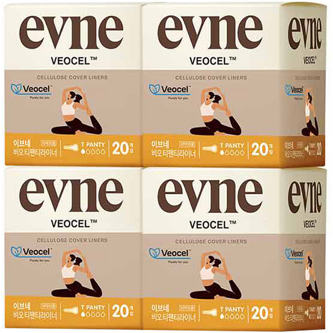 이브네 비오 티 팬티라이너, 일반, 20개입, 4개