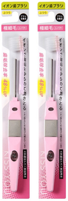 KISS YOU 負離子牙刷 輕巧極細普通毛, 1入, 2支