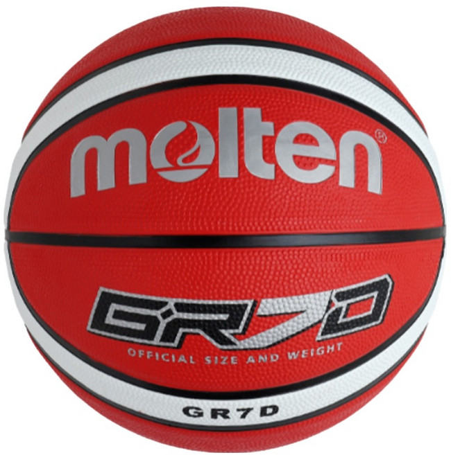 molten 12片橡膠深溝籃球 紅白色, BGR7D-RW, 1顆