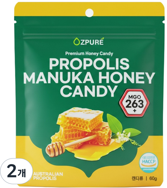 오즈퓨어 프로폴리스 마누카꿀 캔디, 60g, 2개