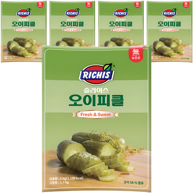 리치스 슬라이스 오이피클, 3kg, 5개