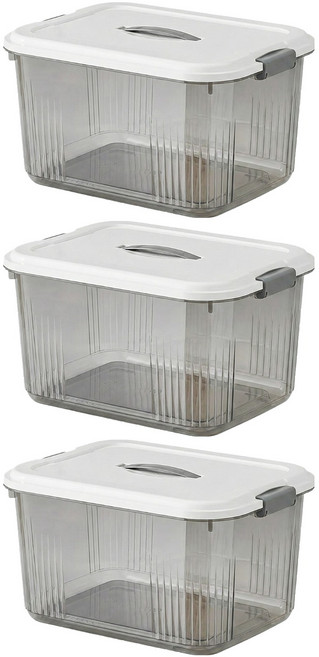 小麥購物 手提收納盒 小, 透明黑, 3個