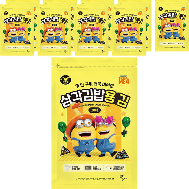 만전김 두번 구워 더욱 바삭한 삼각김밥용 김, 24g, 10개