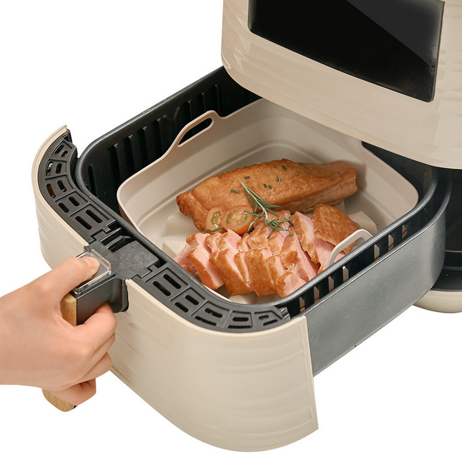 르메이드 실리콘 접이식 사각 에어프라이어 리유저블 용기, 오트밀크, 1개