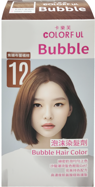 COLORFUL 卡樂芙 全新升級泡沫染髮劑 100g, 12焦糖布蕾橘棕, 1盒