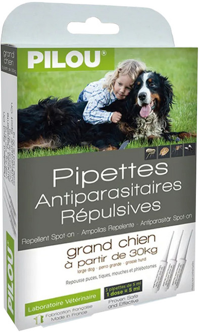 Pilou 皮樂 非藥用防蚤蝨滴劑 大型犬用 3管入, 白色, 15ml, 1盒