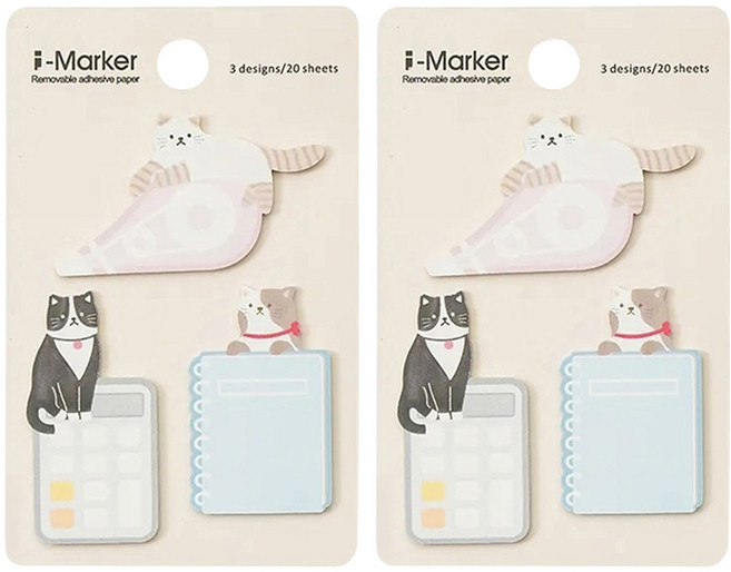 知音文創 i-Marker 動物分頁便利貼, 2本, 文具貓, 1入