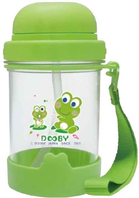 DOOBY 大眼蛙 新彈跳吸管水壺 500cc, 綠色, 500ml, 1個