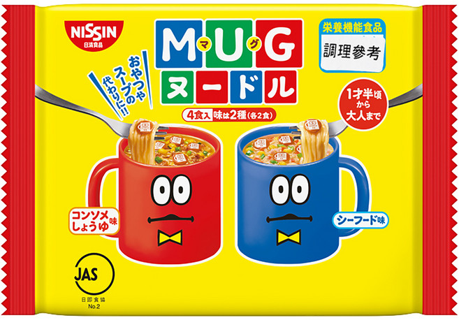 NISSIN 日清 馬克杯麵 雞汁醬油味與海鮮味, 1袋