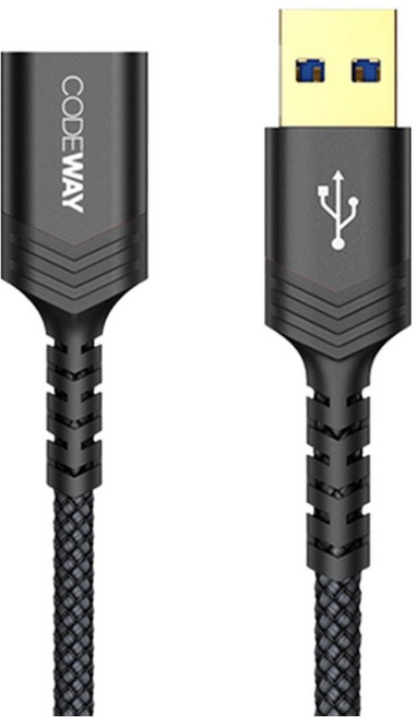CODEWAY USB 3.0 5Gbps 公對母 高速傳輸延長線, 1m, 黑色, 1條