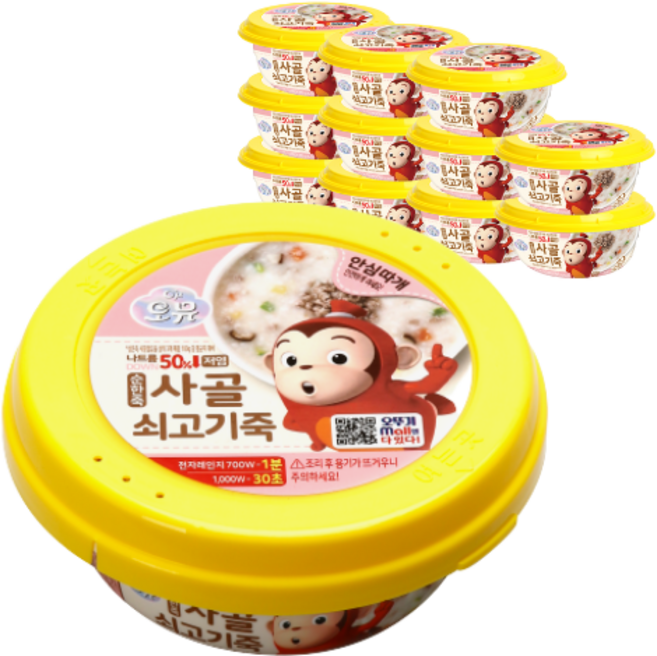 오뮤 순한죽 사골쇠고기, 215g, 12개