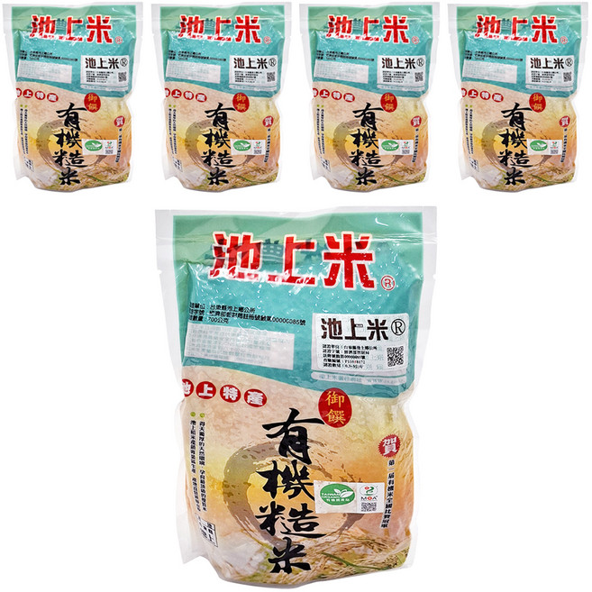 池上多力米 有機糙米, 700g, 5包