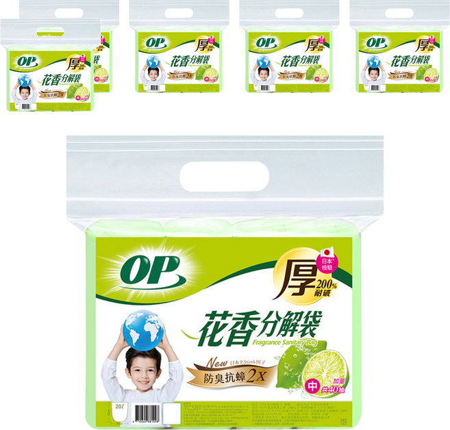 OP 花香分解袋 檸檬, 20L, 6包