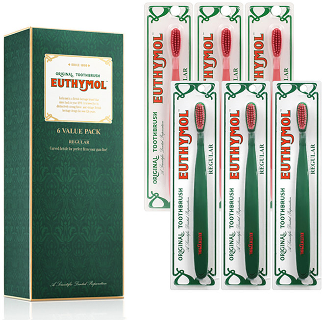 유시몰 로얄 헤리티지 레귤러 미세모 칫솔 벨류팩, 6개입, 1세트