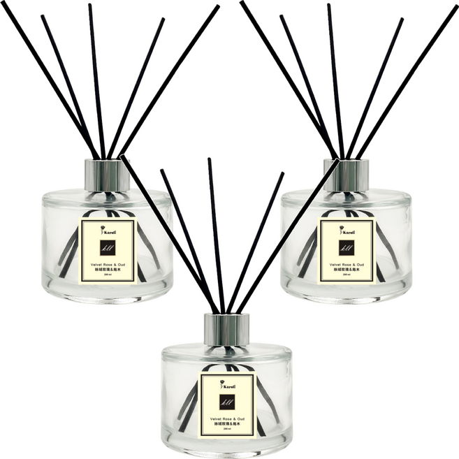 Karoli 卡蘿萊 經典璀璨香氛擴香瓶, 絲絨玫瑰&烏木, 200ml, 3件