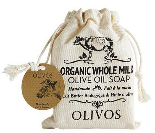 OLIVOS 奧莉芙的橄欖手工皂 全脂牛奶橄欖手工皂 附隨身束口袋 淨白, 150g, 1個