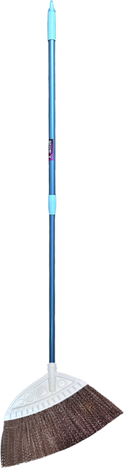 Easy Cleaning Solution 潔田屋 室內斜式戶外掃把 拿緹花掃伸縮柄 HG322YLN, 1個, 咖啡白