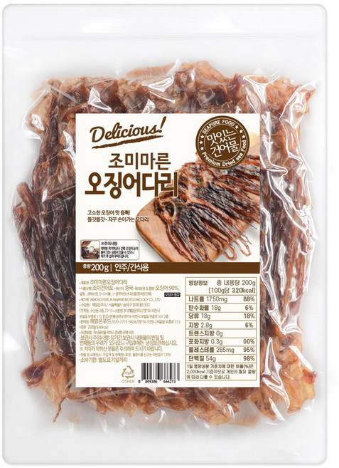 해맑은푸드 조미오징어 다리, 1개, 200g