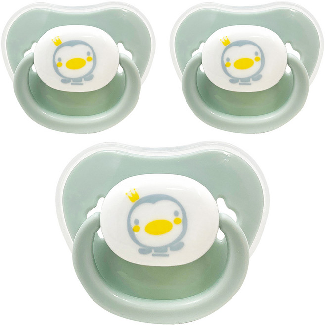 PUKU 藍色企鵝 拇指型初生安撫奶嘴, 0歲以上, 水藍色, 3個