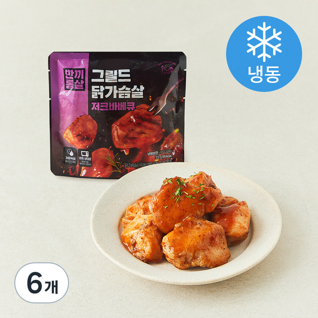 한끼통살 그릴드 닭가슴살 저크바베큐 (냉동), 100g, 1개입, 6개