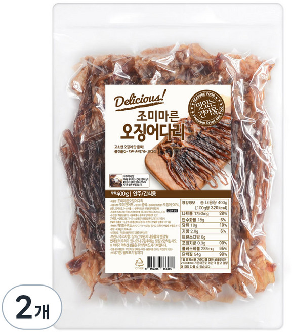 해맑은푸드 조미오징어 다리, 2개, 400g