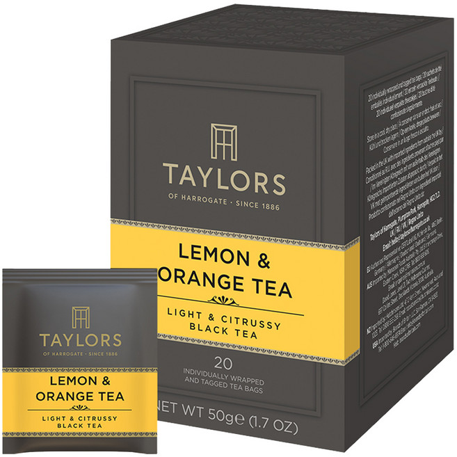테일러스오브헤로게이트 홍차 티백 레몬 앤 오렌지, 2.5g, 20개입, 1개