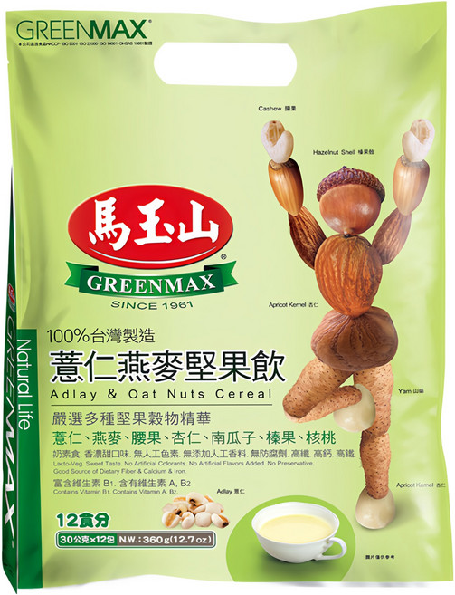馬玉山 薏仁燕麥堅果飲, 360g, 1袋
