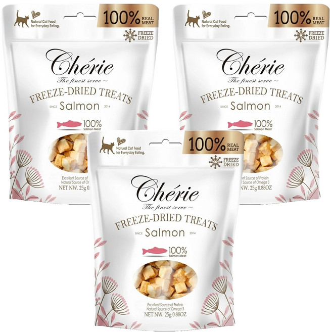 Cherie 法麗 犬貓用100%原肉凍乾, 25g, 3包, 鮭魚