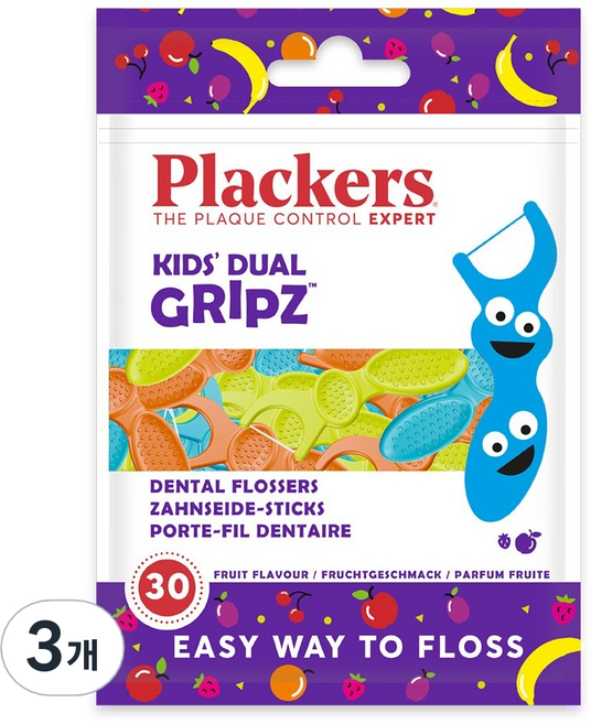 플랙커스 키즈 치실, 6.6cm, 30개입, 3개