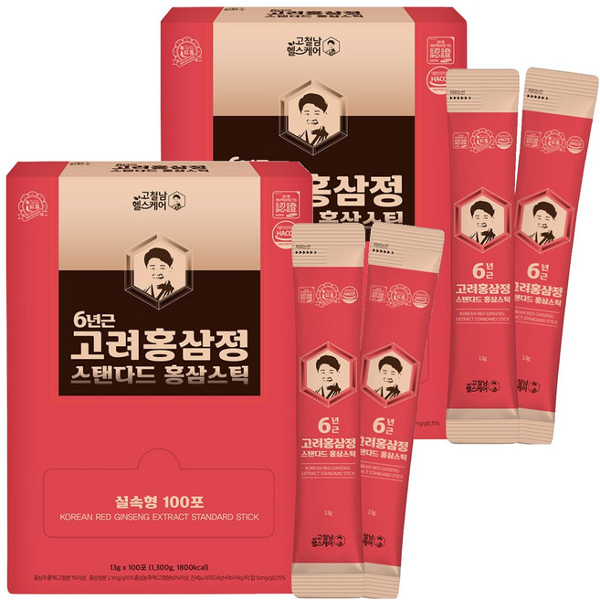 고철남헬스케어 6년근 고려홍삼정 스탠다드 홍삼스틱, 100회분, 2개