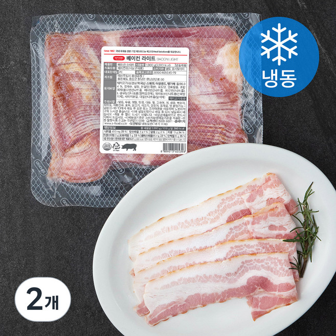 에쓰푸드 라이트 베이컨 (냉동), 1kg, 2개