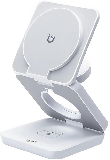 E-books B98 22W 三合一支架摺疊磁吸快充無線充電器組 台灣製造 BSMI&NCC認證 7大安全保護, 灰白色, 1組